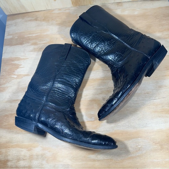 Lucchese Black  Leather Cowboy Boots Men’s Size 9 D - Picture 2 of 10
